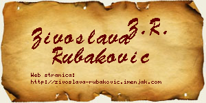 Živoslava Rubaković vizit kartica